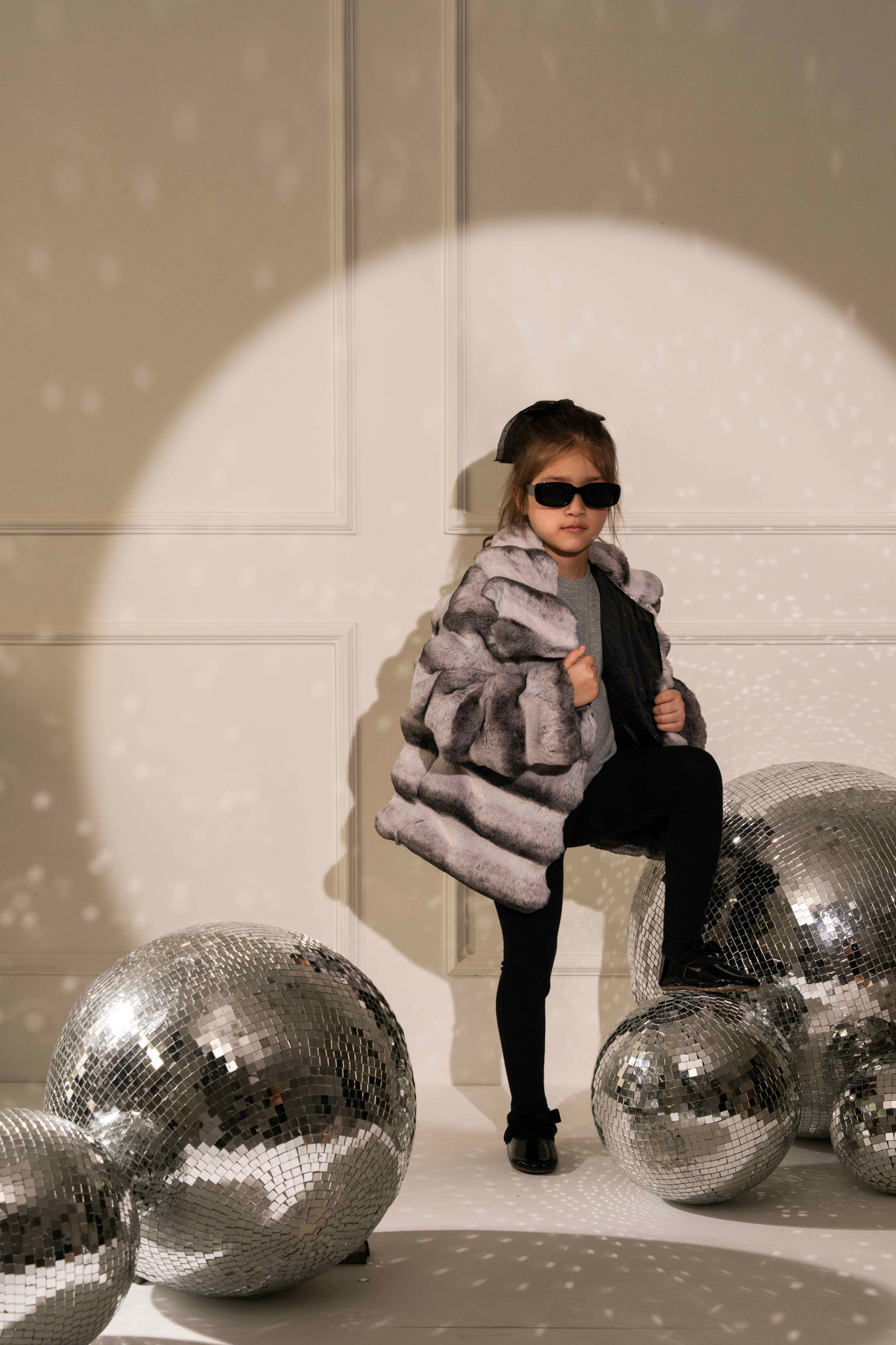 Gray Fox Fur Jacket by Nino Atelier