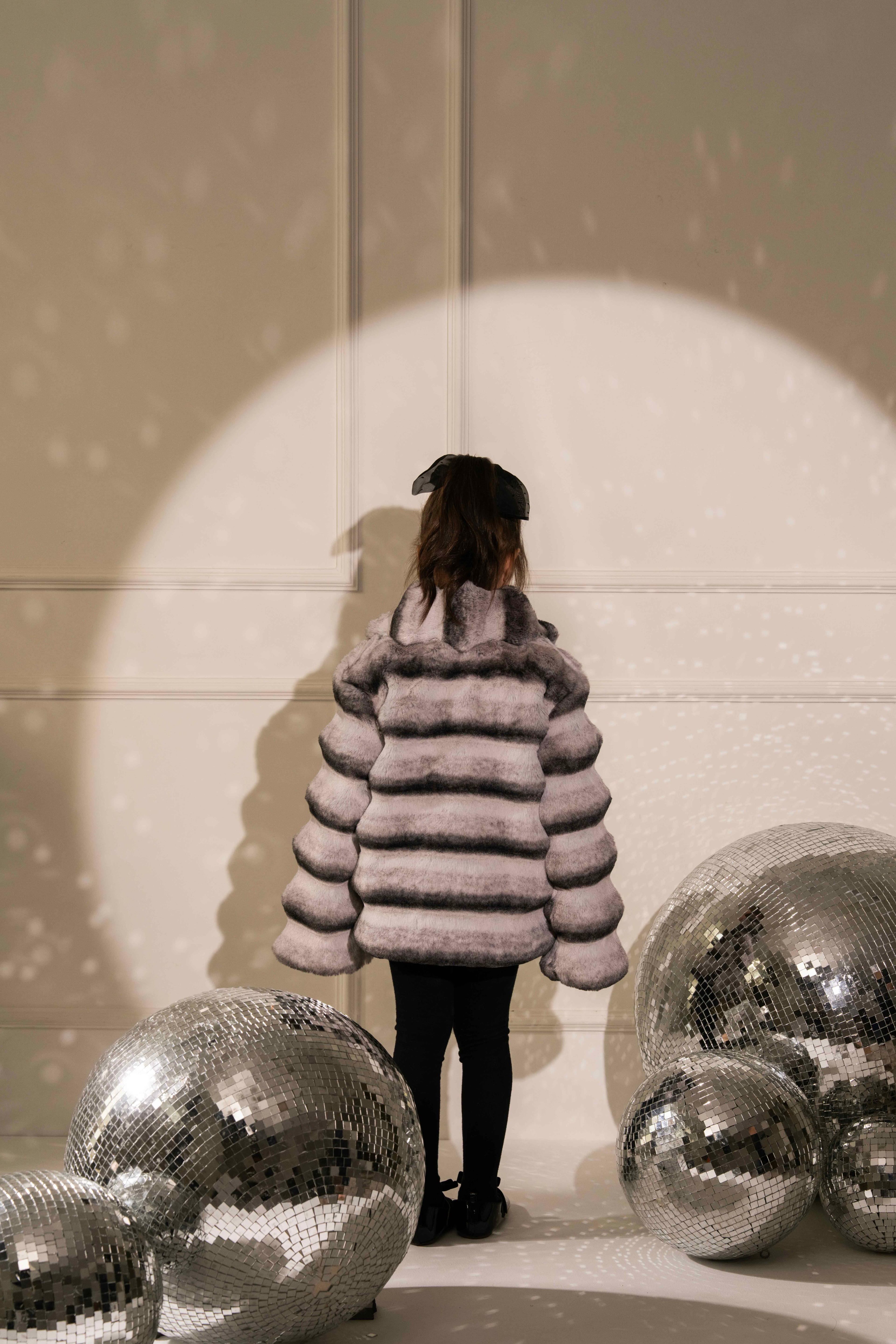 Gray Fox Fur Jacket by Nino Atelier