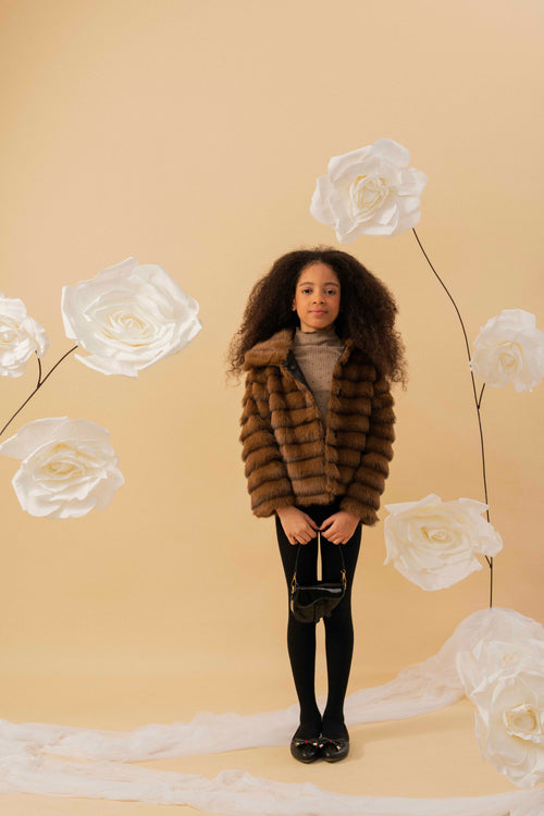 Brown Fox Fur Jacket by Nino Atelier