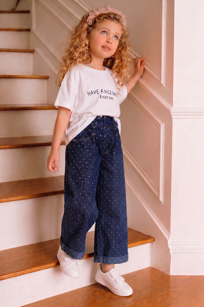 Polka Wide Leg Denim