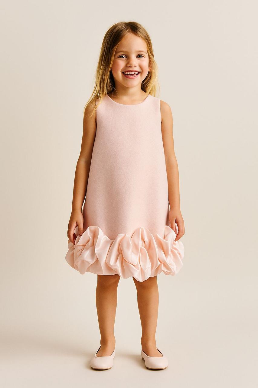 Pink Wool Ruffle Dress